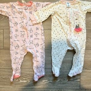 2 Carter's Baby Bunny Pajama Set - Pink and White